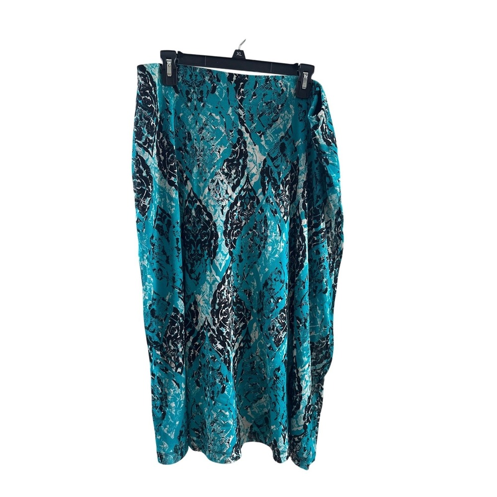 212 Women's Teal Maxi Skirt Y2K Damask Eclectic XL